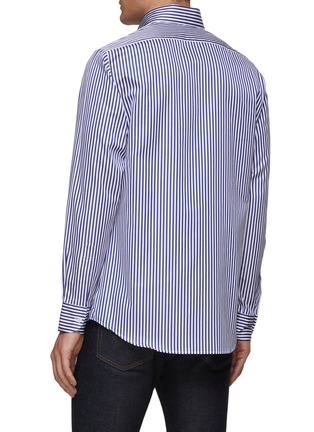 Back View - Click To Enlarge - MAGNUS & NOVUS - Spread Collar Striped Cotton Shirt