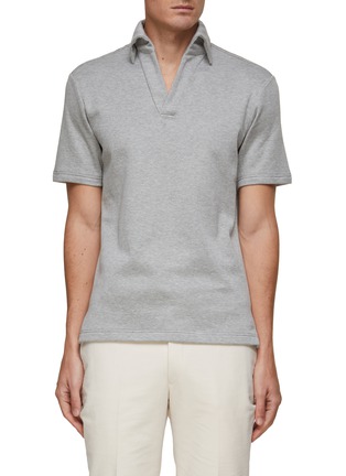 Main View - Click To Enlarge - MAGNUS & NOVUS - Open Collar Cotton Polo Shirt