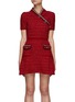 Main View - Click To Enlarge - SELF-PORTRAIT - Embellished Striped Cotton Wool Blend Knit Dress