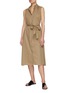 Figure View - Click To Enlarge - MARK KENLY DOMINO TAN - ‘Donna' belted sleeveless midi dress