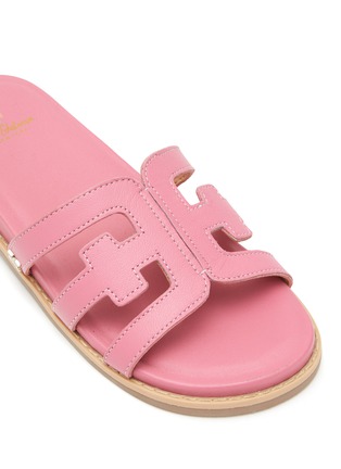Detail View - Click To Enlarge - SAM EDELMAN - ‘Valeri Mini' logo band kids and toddler leather flat sandals