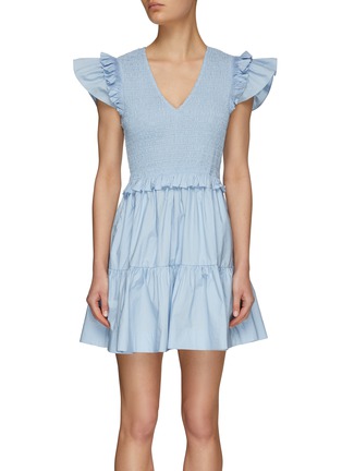 Main View - Click To Enlarge - SEA NEW YORK - ‘Phoebe' flutter sleeve smocked mini dress