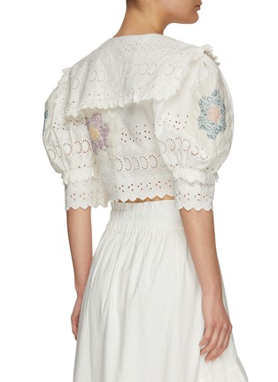 Back View - Click To Enlarge - SEA NEW YORK - ‘Violette' crochet patch lace eyelet crop blouse
