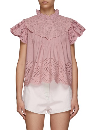 Main View - Click To Enlarge - SEA NEW YORK - ‘VIENNE’ EYELET HIGH NECK SLEEVELESS COTTON TOP