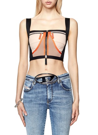 Main View - Click To Enlarge - DIESEL - ‘CORSI’ ZIP POCKET DETAIL SLEEVELESS CROPPED TOP