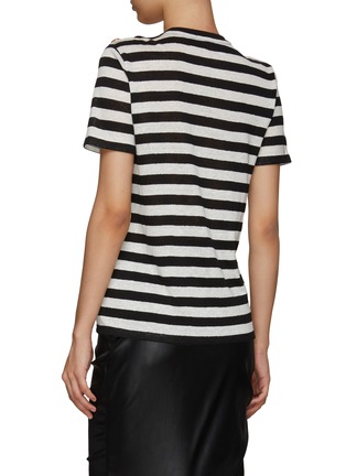 Back View - Click To Enlarge - BALMAIN - 3 Button Striped T-Shirt