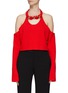 Main View - Click To Enlarge - BALMAIN - COLD SHOULDER CHAIN DETAIL CROPPED KNIT SWEATER