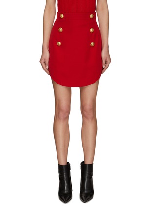 Main View - Click To Enlarge - BALMAIN - Curved hem buttoned mini skirt