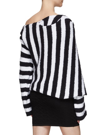 Back View - Click To Enlarge - BALMAIN - ASYMMETRIC BOAT NECK COTTON FUR SWEATER