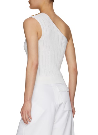 Back View - Click To Enlarge - BALMAIN - Buttoned one-shoulder knit top