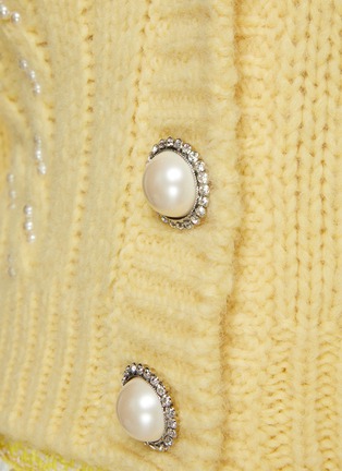  - ALESSANDRA RICH - PUFF SLEEVE WOOL BLEND CABLE KNIT CROPPED CARDIGAN