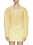 Main View - Click To Enlarge - ALESSANDRA RICH - PUFF SLEEVE WOOL BLEND CABLE KNIT CROPPED CARDIGAN