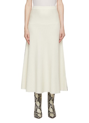 Main View - Click To Enlarge - GABRIELA HEARST - Contrast crochet stitch cashmere midi skirt