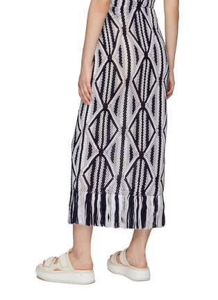 Back View - Click To Enlarge - GABRIELA HEARST - Estes' Ethnic Print Fray Hem Wool Knit Midi Skirt