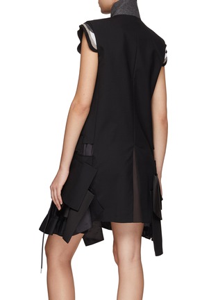 Back View - Click To Enlarge - SACAI - SUITING MIX RUFFLES DETAILS MINI DRESS