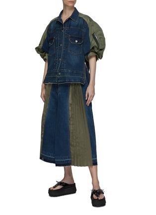 Figure View - Click To Enlarge - SACAI - Bomber puff sleeve denim jacket