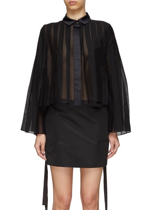 Main View - Click To Enlarge - SACAI - VOILE PLEATED SEE THROUGH SHIRT