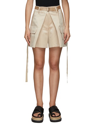 Main View - Click To Enlarge - SACAI - Belted layered workwear shorts