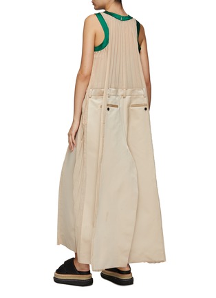 Back View - Click To Enlarge - SACAI - Pleated satin belt detail sleeveless maxi dress