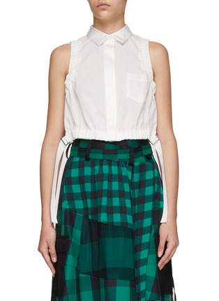 Main View - Click To Enlarge - SACAI - SUITING MIX SLEEVELESS CROPPED SHIRT