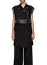 Main View - Click To Enlarge - SACAI - FRONT ZIP LEATHER PANEL DETAIL SUITING VEST