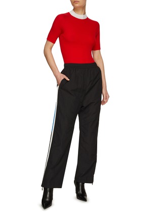 Figure View - Click To Enlarge - MERYLL ROGGE - CONTRAST MOCK NECK SHORT SLEEVE KNIT TOP