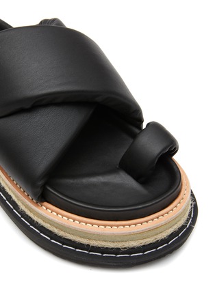 Detail View - Click To Enlarge - SACAI - CROSSOVER STRAP LEATHER PLATFORM SANDALS
