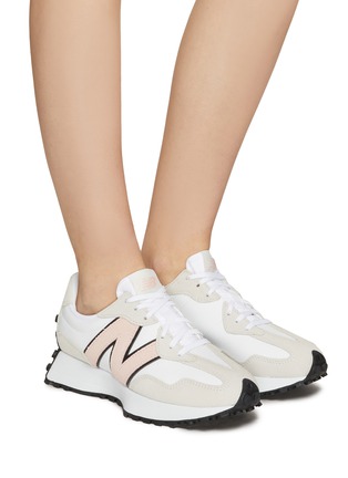 Figure View - Click To Enlarge - NEW BALANCE - ‘327’ PINK LOGO LOW TOP LACE UP SNEAKERS