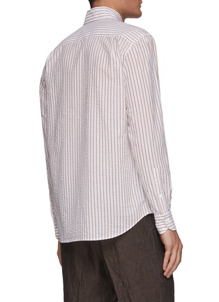 Back View - Click To Enlarge - TOMORROWLAND - Wide Collar Cotton Seersucker Stripe Shirt