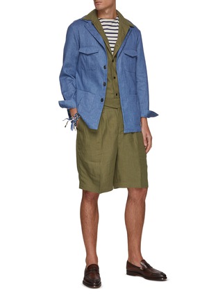 Figure View - Click To Enlarge - TOMORROWLAND - BELTED DOUBLE PLEATED HIGH COUNT GURKHA SHORTS