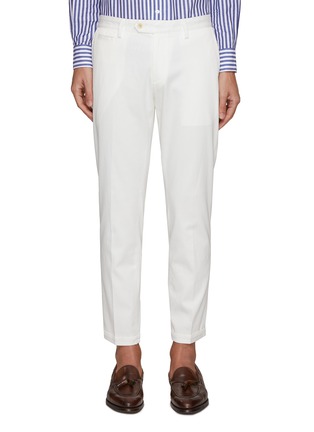 Main View - Click To Enlarge - TOMORROWLAND - Flat Front Slim Fit Cotton Stretch Pants