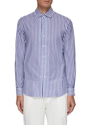 Main View - Click To Enlarge - TOMORROWLAND - LONG SLEEVES ONE PIECE WIDE COLLAR STRIPE SHIRT