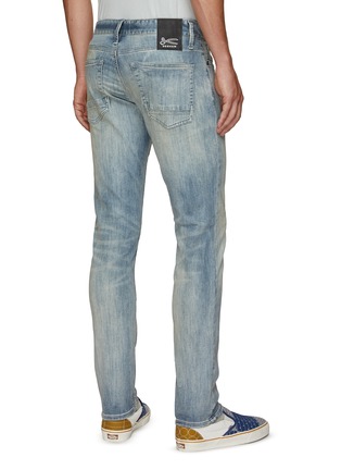 Back View - Click To Enlarge - DENHAM - ‘Razor Free Move' Distressed Light Washed Slim Jeans