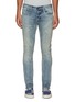 Main View - Click To Enlarge - DENHAM - ‘Razor Free Move' Distressed Light Washed Slim Jeans