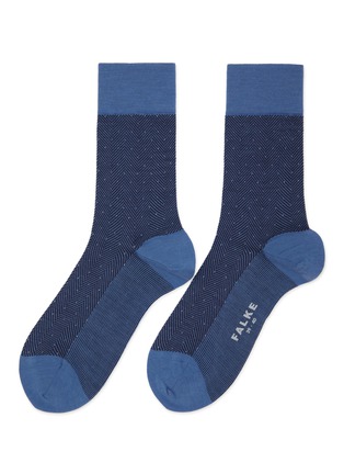 Main View - Click To Enlarge - FALKE - Sensitive Herringbone Polka Dot Pattern Crew Socks