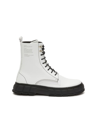 Main View - Click To Enlarge - VIRÓN  - ‘1992’ HIGH TOP LACE UP APPLE SKIN COMBAT BOOTS