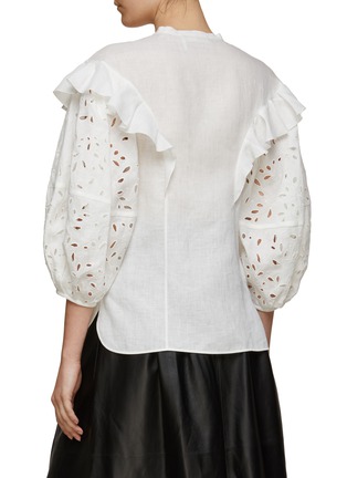 Back View - Click To Enlarge - CHLOÉ - CUTOUT DETAIL MID SLEEVE RUFFLED TOP