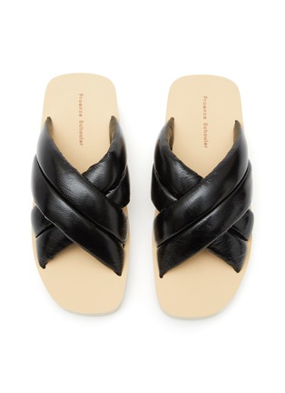 Detail View - Click To Enlarge - PROENZA SCHOULER - ‘Float’ Padded Crossover Strap Leather Slides