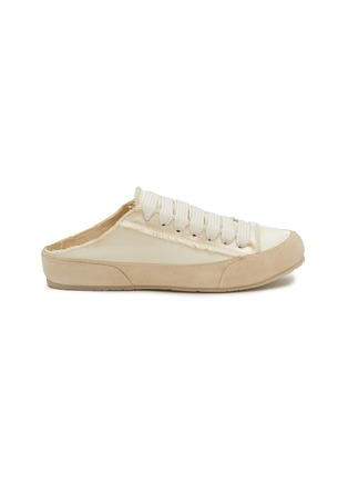 Main View - Click To Enlarge - PEDRO GARCÍA - ‘PATE’ LACE UP CUT OUT HEEL SATIN SNEAKERS
