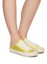 Figure View - Click To Enlarge - PEDRO GARCÍA - ‘PATE’ LACE UP CUT OUT HEEL SATIN SNEAKERS