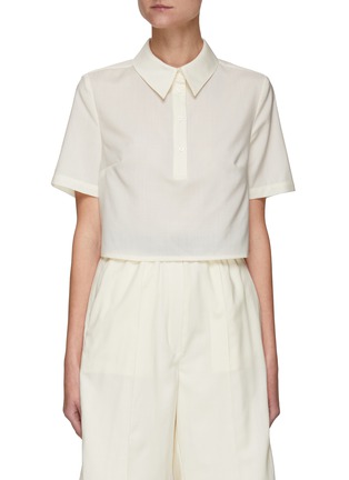 Main View - Click To Enlarge - LOULOU STUDIO - Namil' Cropped Short Sleeved Shirt