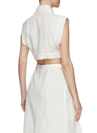 Back View - Click To Enlarge - LE KASHA - Linen Sleeveless Cropped Shirt