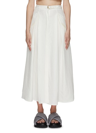 Main View - Click To Enlarge - LE KASHA - Belted Linen Maxi Skirt