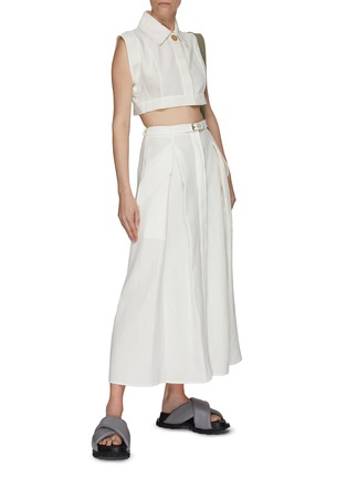 Figure View - Click To Enlarge - LE KASHA - Belted Linen Maxi Skirt