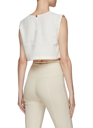 Back View - Click To Enlarge - LE KASHA - Linen Sleeveless Cropped Top