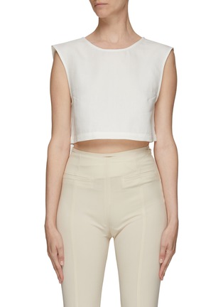 Main View - Click To Enlarge - LE KASHA - Linen Sleeveless Cropped Top