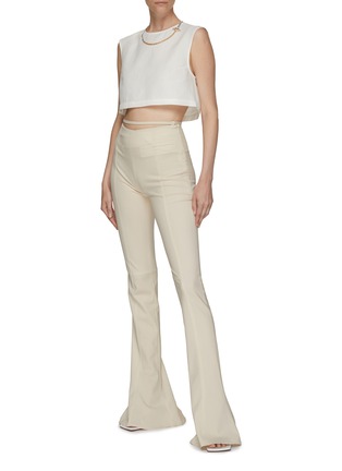 Figure View - Click To Enlarge - LE KASHA - Linen Sleeveless Cropped Top
