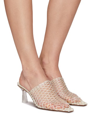 Figure View - Click To Enlarge - NEOUS - Bophy' Crystal Embellished Mesh Cage Heeled Mules
