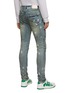 Back View - Click To Enlarge - PURPLE - WORN EFFECT MEDIUM WASH DISTRESSED SKINNY JEANS