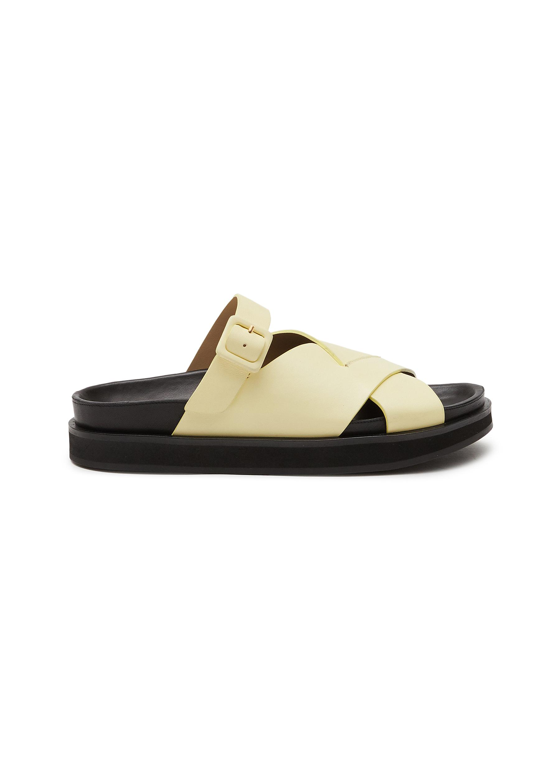 'KATE' THICK MULTI LEATHER BAND FLATFORM SANDALS